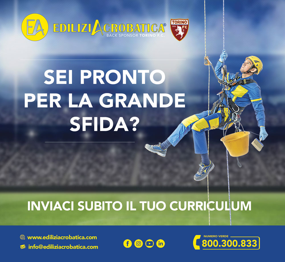 Sabato 25/01 Tutti allo Stadio Olimpico di Torino!!  Vieni a trovarci e a scoprire come candidarti per le posizioni aperte in EdiliziAcrobatica in Via Filadelfia, 96 B! Dalle ore 19.30 alle 23.00.